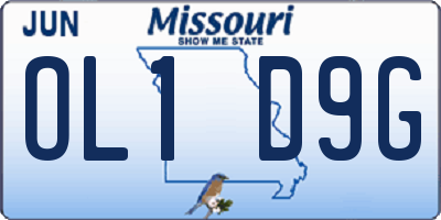 MO license plate OL1D9G