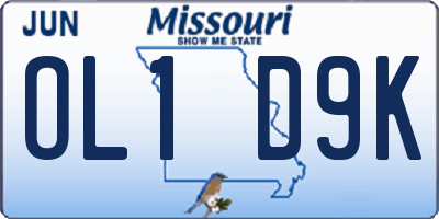 MO license plate OL1D9K