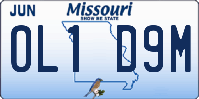 MO license plate OL1D9M
