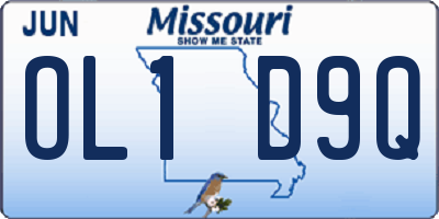 MO license plate OL1D9Q