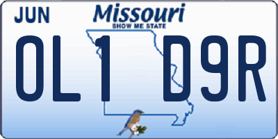 MO license plate OL1D9R