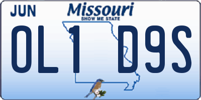 MO license plate OL1D9S