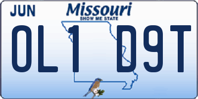 MO license plate OL1D9T