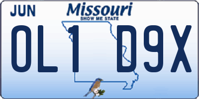 MO license plate OL1D9X