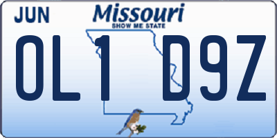 MO license plate OL1D9Z
