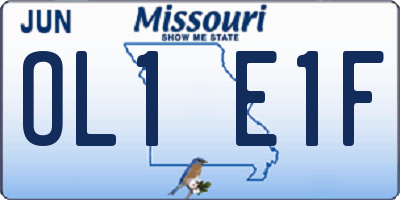MO license plate OL1E1F