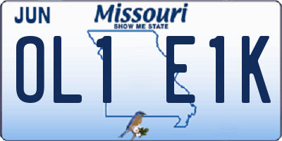 MO license plate OL1E1K