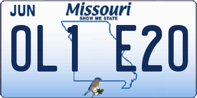 MO license plate OL1E2O