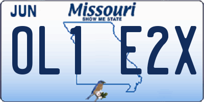 MO license plate OL1E2X