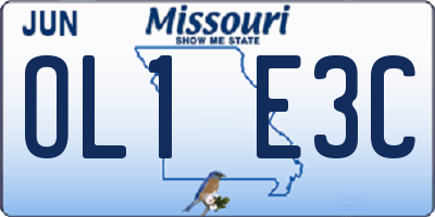 MO license plate OL1E3C