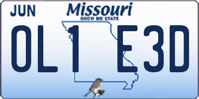 MO license plate OL1E3D