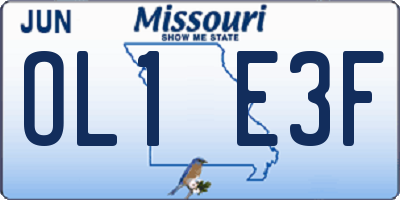 MO license plate OL1E3F