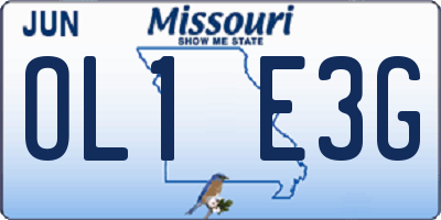MO license plate OL1E3G