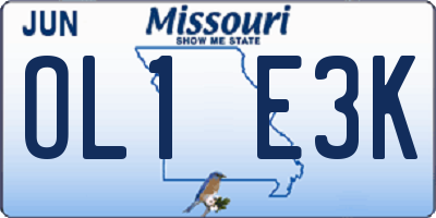 MO license plate OL1E3K