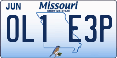 MO license plate OL1E3P