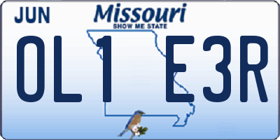 MO license plate OL1E3R