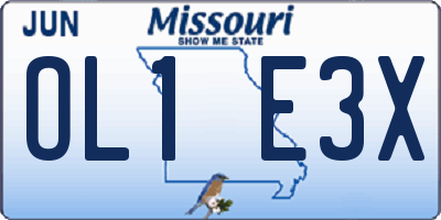 MO license plate OL1E3X