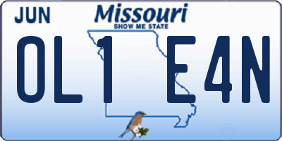 MO license plate OL1E4N