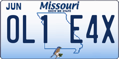 MO license plate OL1E4X