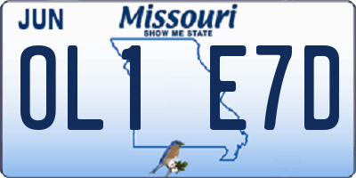 MO license plate OL1E7D
