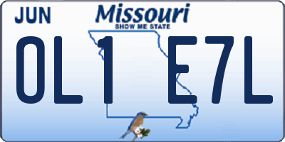 MO license plate OL1E7L