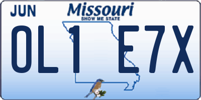 MO license plate OL1E7X