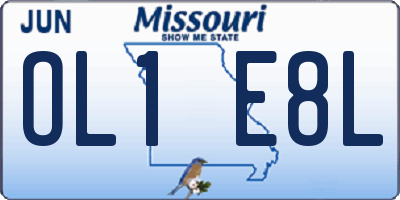 MO license plate OL1E8L