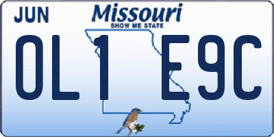 MO license plate OL1E9C