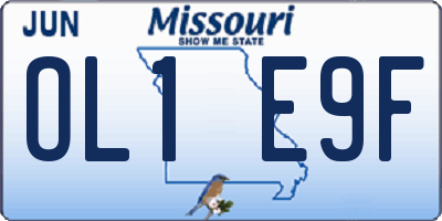 MO license plate OL1E9F