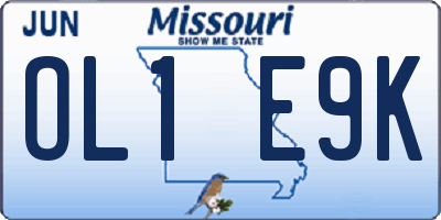 MO license plate OL1E9K