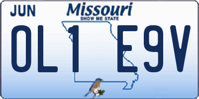 MO license plate OL1E9V
