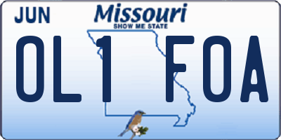 MO license plate OL1F0A