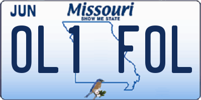 MO license plate OL1F0L