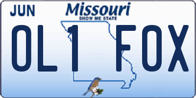 MO license plate OL1F0X