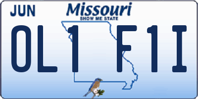 MO license plate OL1F1I