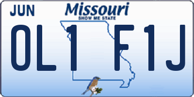 MO license plate OL1F1J