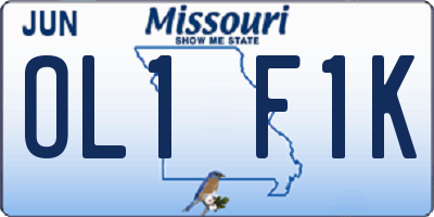 MO license plate OL1F1K
