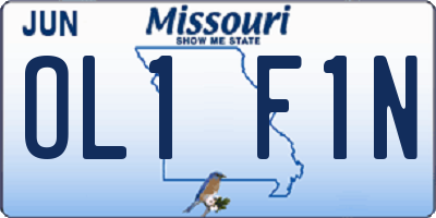 MO license plate OL1F1N