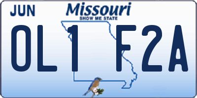 MO license plate OL1F2A