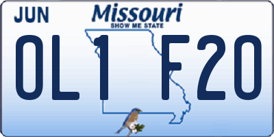 MO license plate OL1F2O