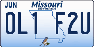 MO license plate OL1F2U