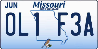 MO license plate OL1F3A