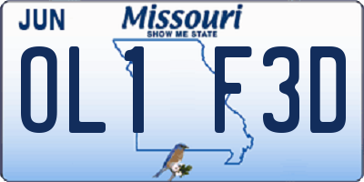 MO license plate OL1F3D