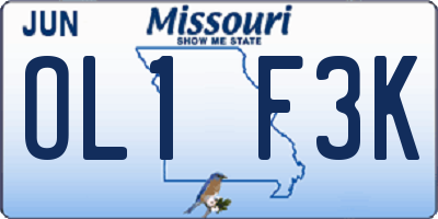 MO license plate OL1F3K