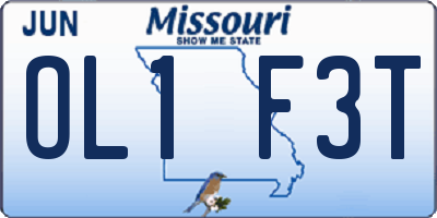 MO license plate OL1F3T