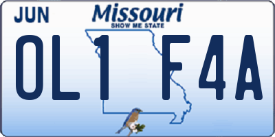 MO license plate OL1F4A