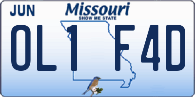MO license plate OL1F4D