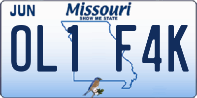 MO license plate OL1F4K