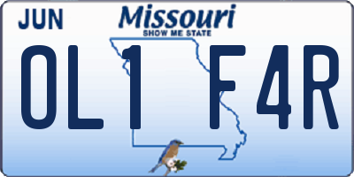 MO license plate OL1F4R