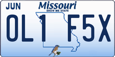 MO license plate OL1F5X